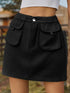 'Mariah' Elastic Waist Denim Skirt With Pockets - Celes Fashion